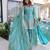 Sea green color fendy crush fabric classy sequins embroidered partywear readymade suit with dupatta