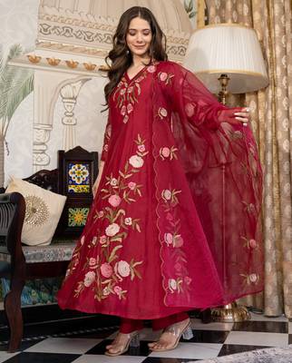 Maroon color beautiful readymade dress on muslin for graceful looks 2