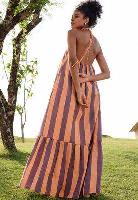 Orange color cambric cotton partywear gown for trendy looks 2