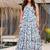 Blue color cambric cotton fabric designer partywear gown for trendy girlie looks
