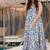 Blue color cambric cotton fabric designer partywear gown for trendy girlie looks