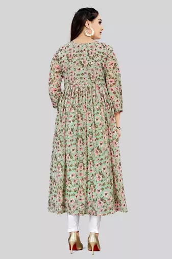 Pista color georgette readymade kurti for festive looks