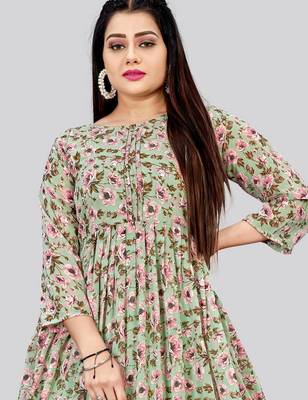 Pista color georgette readymade kurti for festive looks 3