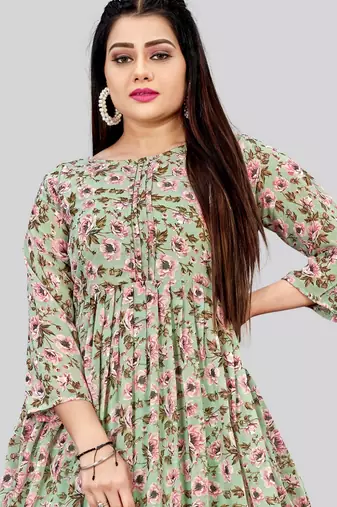 Pista color georgette readymade kurti for festive looks