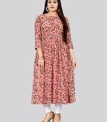 Pink color georgette fabric readymade kurti for ethnic festive looks