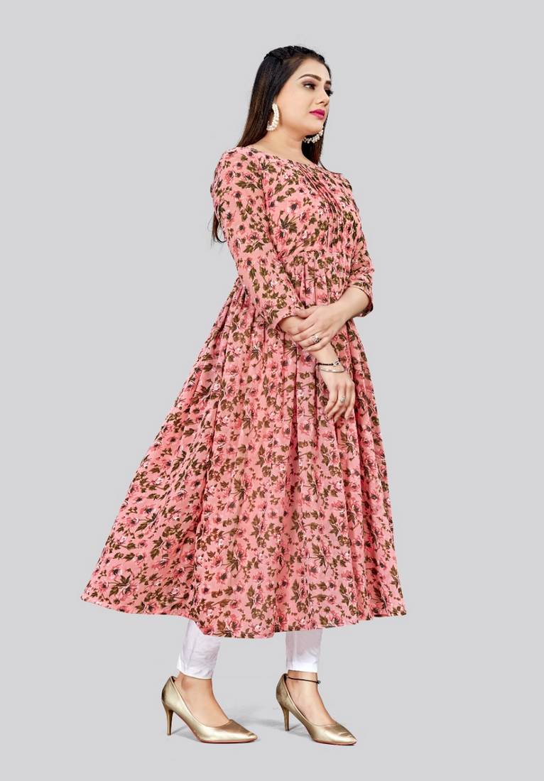 Pink color georgette fabric readymade kurti for ethnic festive looks