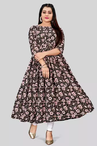 Black color georgette fabric readymade kurti for ethnic festive looks