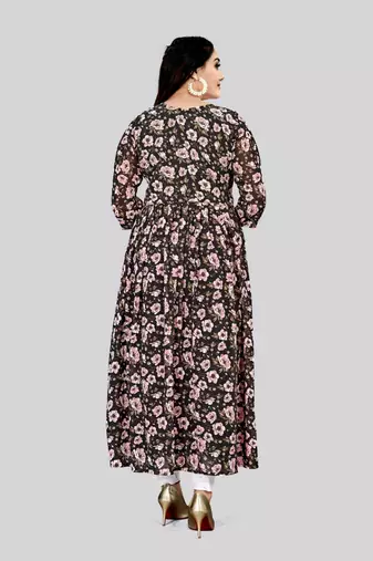 Black color georgette readymade kurti for festive looks