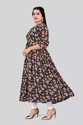 Black color georgette readymade kurti for festive looks
