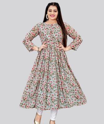Grey color georgette readymade kurti for festive looks 1