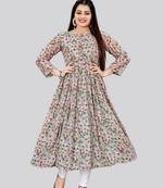 Grey color georgette fabric readymade kurti for ethnic festive looks