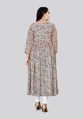 Grey color georgette readymade kurti for festive looks 2
