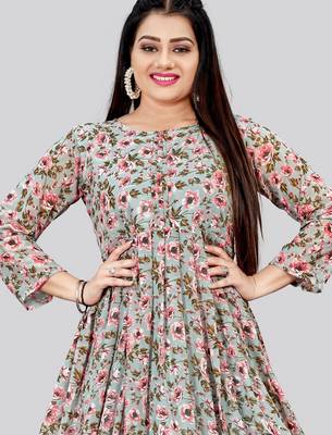 Grey color georgette readymade kurti for festive looks 3