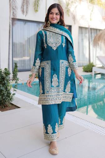 Rama color beautiful sequins embroidered ethnic ceremonial attire