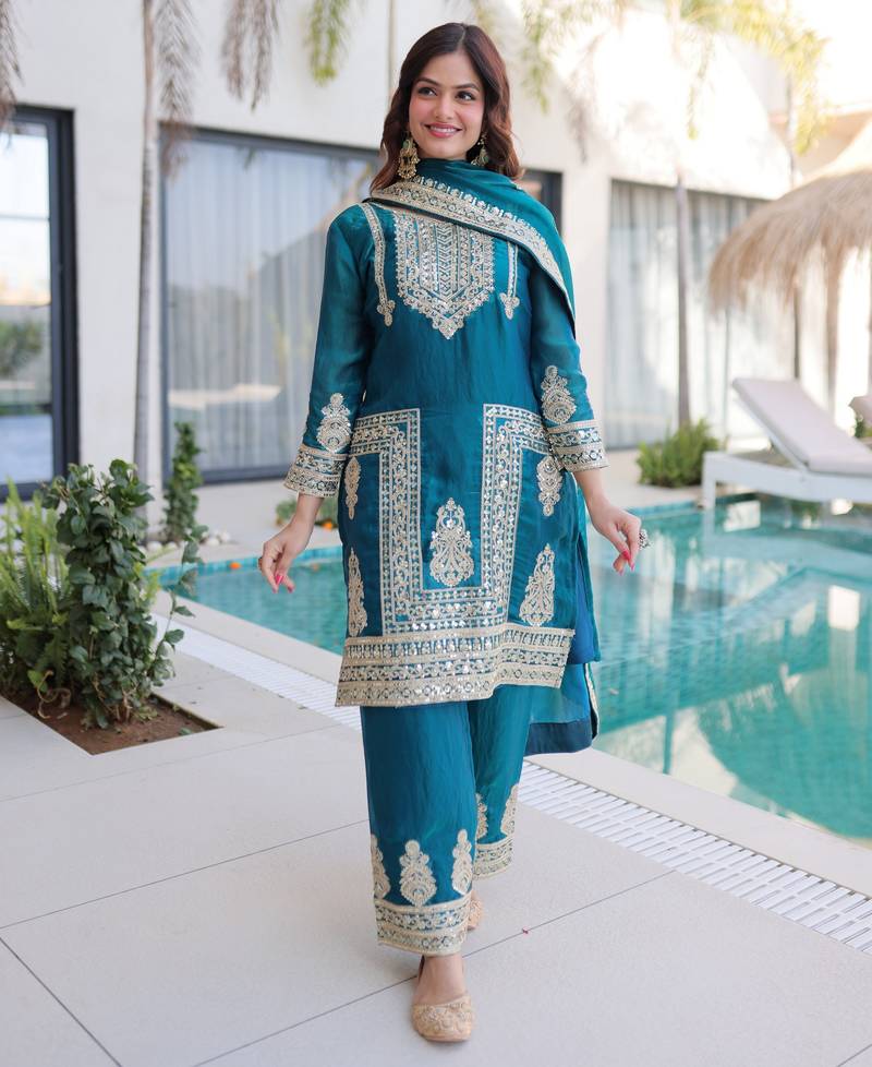Rama color beautiful sequins embroidered ethnic ceremonial attire