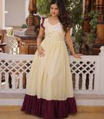 Off white color beautiful girlie readymade gown for graceful girlie looks