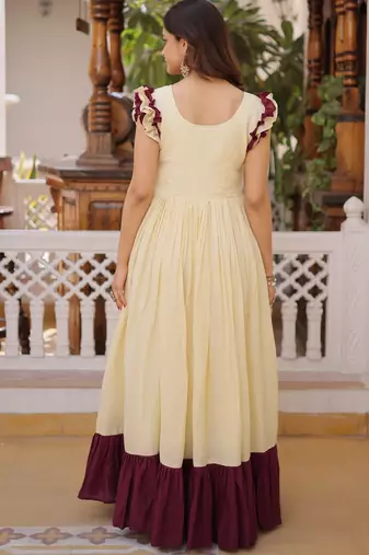 Off white color beautiful girlie readymade gown for graceful girlie looks