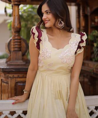 Off white color beautiful girlie readymade gown for graceful girlie looks 3