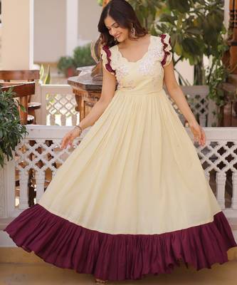Off white color beautiful girlie readymade gown for graceful girlie looks 5