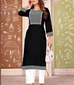 Black color smart rayon fabric kurta with bottom for formal office looks