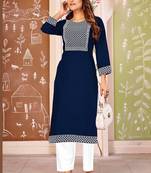 Blue color smart rayon fabric kurta with bottom for formal office looks