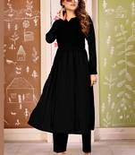 Black color beautiful solid printed georgette fabric festive long kurta for girls