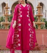 Pink color beautiful partywear kurta set with dupatta for stylish looks