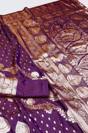 wine zari woven silk blend saree with rich zari
