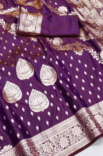 wine zari woven silk blend saree with rich zari