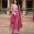 Pink color faux georgette fabric beautiful ceremonial suit with dupatta