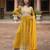 Yellow color faux georgette fabric beautiful ceremonial suit with dupatta