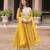 Yellow color faux georgette fabric beautiful ceremonial suit with dupatta