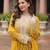 Yellow color faux georgette fabric beautiful ceremonial suit with dupatta