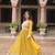Yellow color faux georgette fabric beautiful ceremonial suit with dupatta