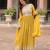 Yellow color faux georgette fabric beautiful ceremonial suit with dupatta