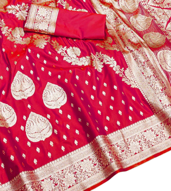 rani pink zari woven silk blend saree with rich zari 3
