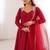 maroon roman silk chanderi fully flared anarkali set with dupatta & pant