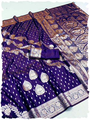 purple zari woven silk blend saree with rich zari 1