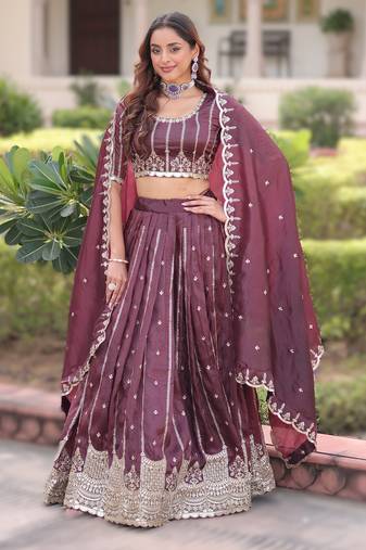 Stitched Gold Crush Lehenga with Zari & Sequins Work