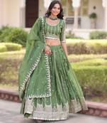 Stitched Gold Crush Lehenga with Zari & Sequins Work