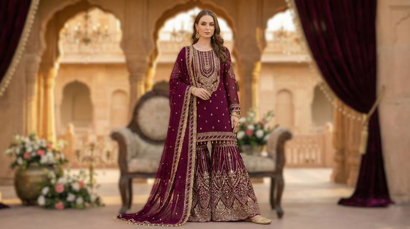 elegant georgette sleeveless gown with crepe inner