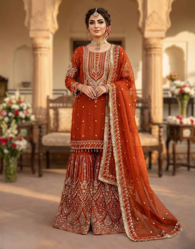 elegant georgette sleeveless gown with crepe inner