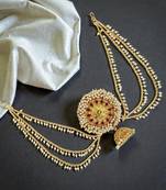 Gold plated kemp stone bun pin head jewellery