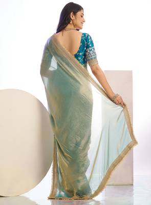 aqua stylish heavy partywear saree rich girlie looks 2