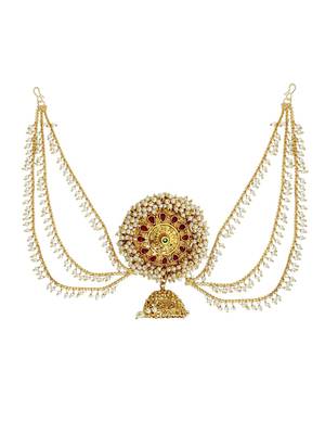 Gold plated kemp stone bun pin head jewellery 2