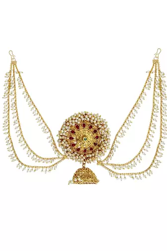 Gold plated kemp stone bun pin head jewellery