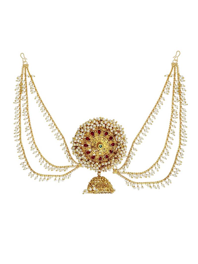 Gold plated kemp stone bun pin head jewellery