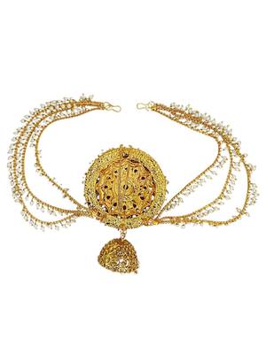Gold plated kemp stone bun pin head jewellery 3