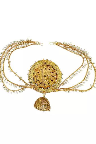 Gold plated kemp stone bun pin head jewellery
