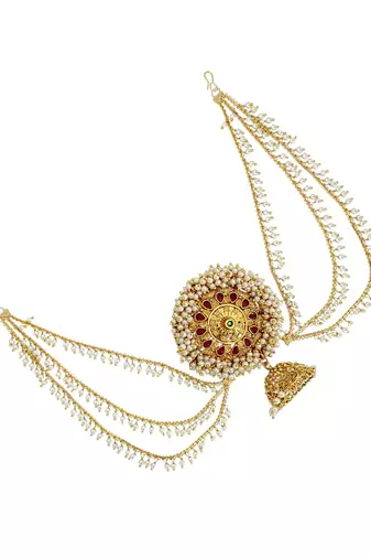 Gold plated kemp stone bun pin head jewellery
